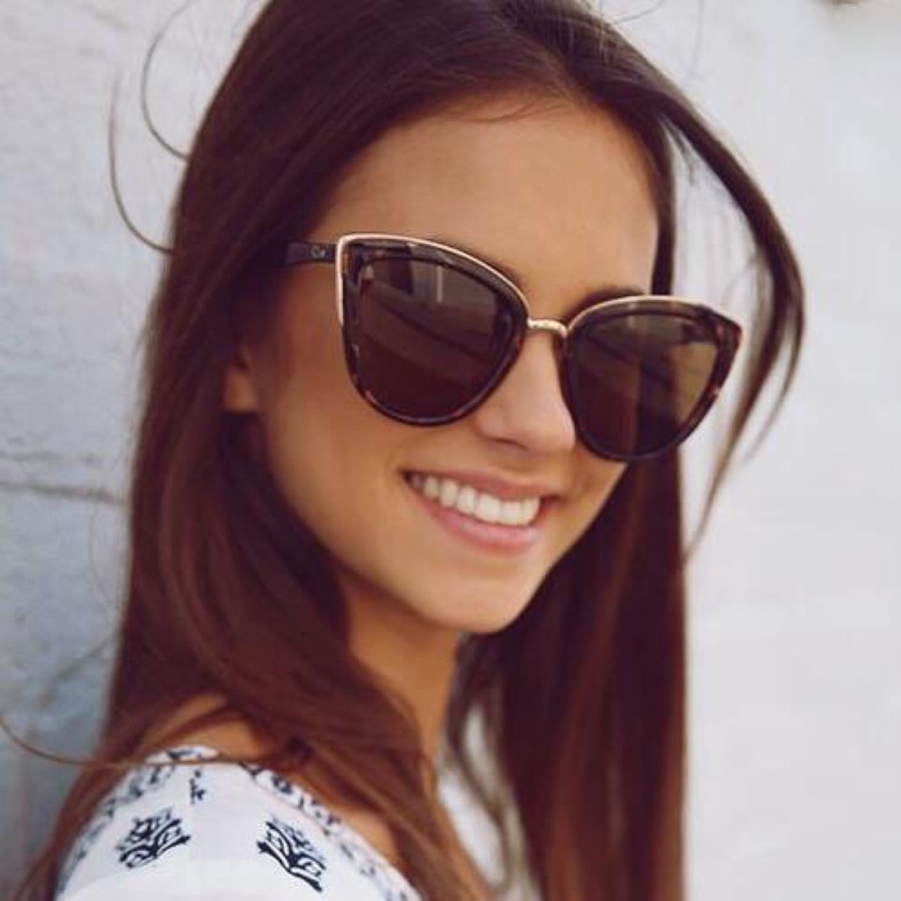 Tortoiseshell Oversized Cat Eye Sunglasses Black - Picture 2 of 6